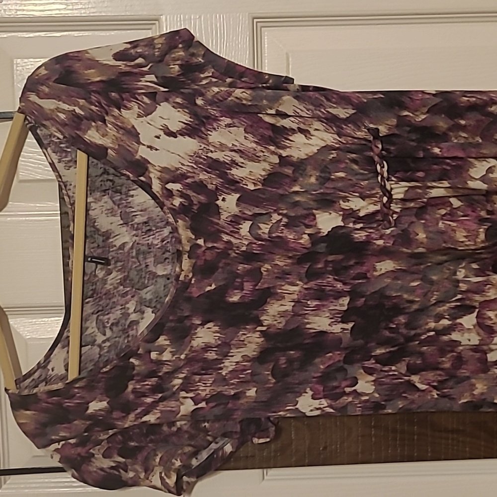 Daisy Fuentes Blouse, Pink, brown, & cream. XL.